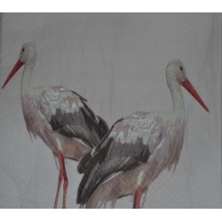 Serviette en papier motifs cigogne  (vendue à l'unité,  30 x 30 cm)