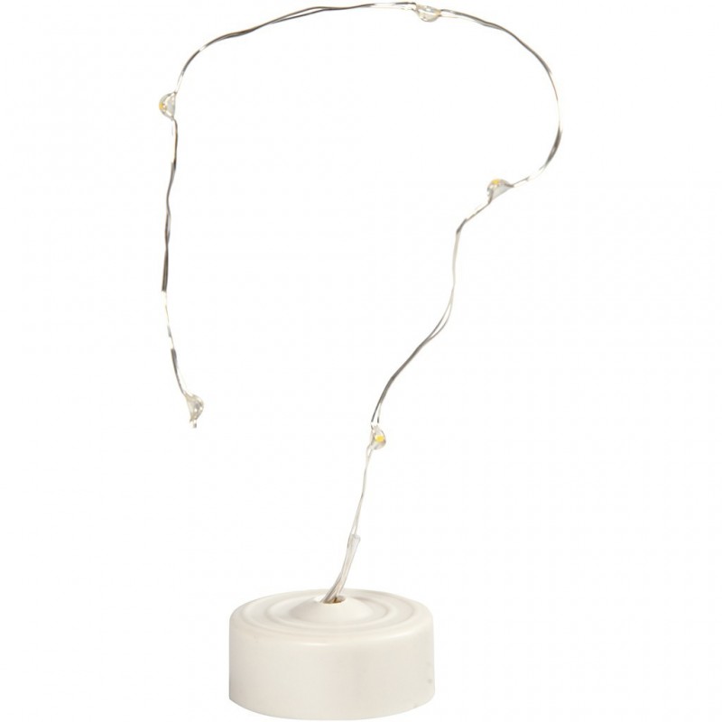 Guirlande mini fil de lampes à Piles LED, Blanc CHAUD, 27 cm, argent, 1pièce