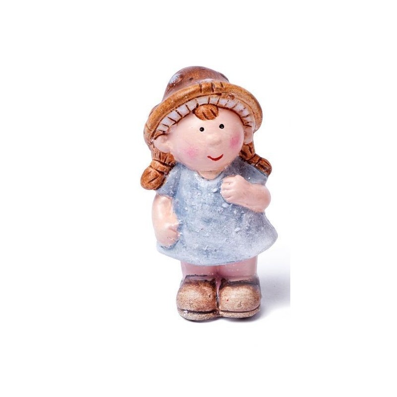 Figurine miniature fille, en terre cuite, pailleté ,  hauteur 7 cm, vendu à l'unité