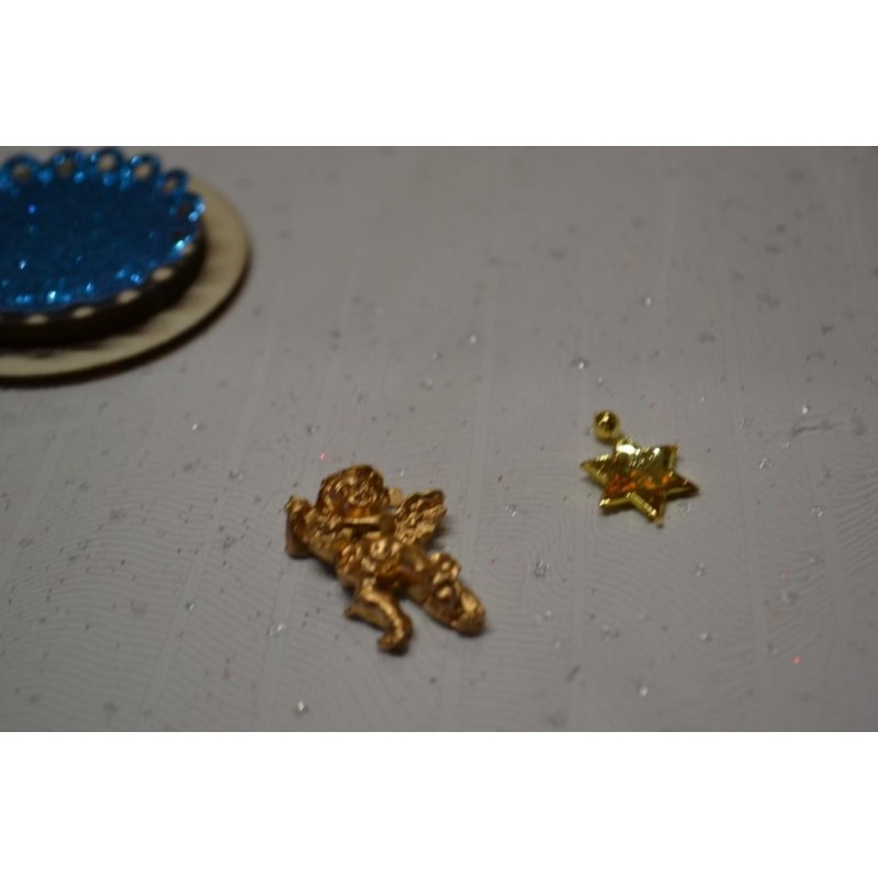 Figurines miniatures Anges dorés, en résine polychrone ,  hauteur 3 cm, vendu lot de 3