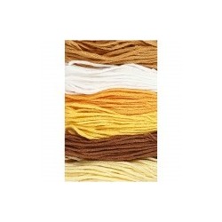 Fil  à broder, coton, coloris : harmonie de Jaunes, 6 brins assortis, 8mx6, épaisseur 1 mm