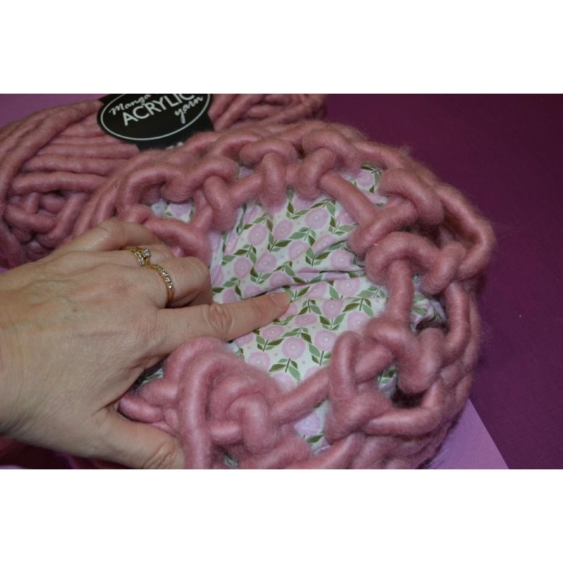 Laine Acrylique XL, coloris rose poudré, Qualité manga, 200gr L 17 m