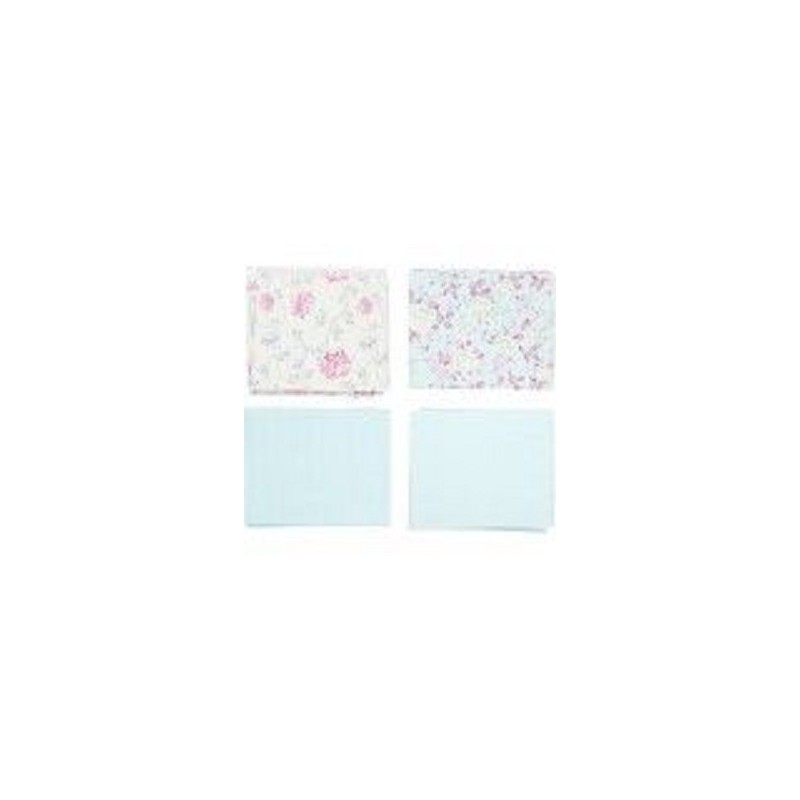 Tissu Coton lot 4 pièces 45cm x 55cm  collection Fabric "Douceur acidulée"  bleu clair/beige fleuri assortiment motifs