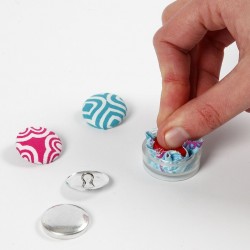 Boutons "fabrique à boutons", kit création de boutons en tissu, base acier inoxydables, pour créations 12 boutons d: 22 mm