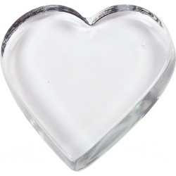 Coeur déco en verre massif transparent  pour photo presse papier ou déco dim. 9x9 cm, épaisseur 15 mm, 1pièce