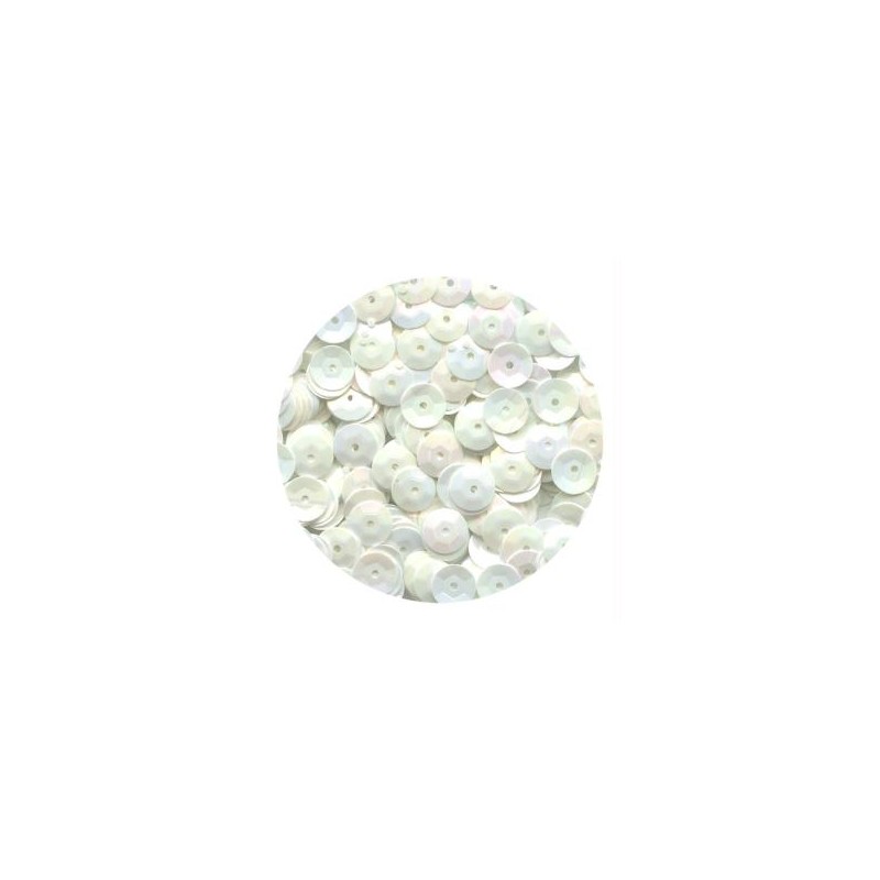 Sequins paillettes 6 mm blanc poudré irisé sachet de 5 gr, +/- 500