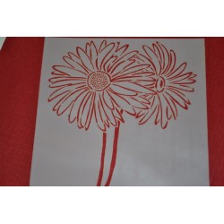 Pochoir  Marguerites 2 fleurs , 14x14 cm