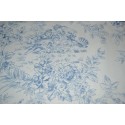 Tissu style Toile de Jouy bleu  Coupon 1,10m x 95 cm