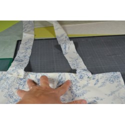 Tissu style Toile de Jouy bleu  Coupon 2m x 1,10 m