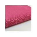 Tissu coton imprimé Japonnais vagues framboise/dorés 1,45x1m