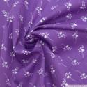 Tissu Coton Bio OEKO-TEX GAMM fond ultraviolet motif bouquet