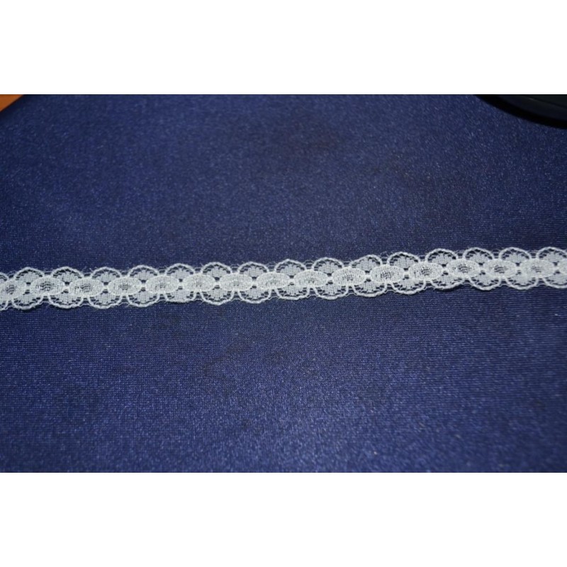 Ruban Petit galon dentelle légère aux fuseaux mécaniques blanc longueur 1 m x 10 mm