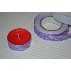 Ruban tissu adhésif décoratif Masking Tape Fabric tape blanc à rayures rouges et bleues