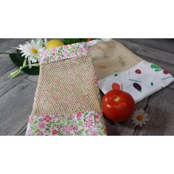 Tissu Jersey Coton Légumes  sur fond Blanc - Par 10 cm Laize 150 cm