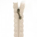 Fermeture éclair  Dentelle coton fermeture boule 33 cm Ivoire, vendu à l'unité