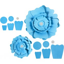 Fleurs XL Papier 230gr Kit 2 P :15+25 cm Bleu ciel Mariage/Fêtes