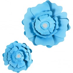 Fleurs XL Papier 230gr Kit 2 P :15+25 cm Bleu ciel Mariage/Fêtes