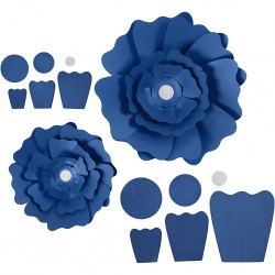 Fleurs XL Papier 230gr Kit 2 P :15+25 cm Bleu Marine Mariage/Fêtes