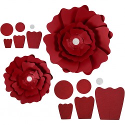 Fleurs XL Papier 230gr Kit 2 P :15+25 cm Rouge Mariage/Fêtes