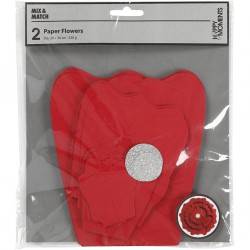 Fleurs XL Papier 230gr Kit 2 P :15+25 cm Rouge Mariage/Fêtes