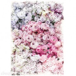 Papier Mûrier imprimé ESMEE Décor tissu Roses 48,3x76,2 cm 2p