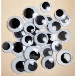 Yeux mobiles ronds à coller 10 mm sachet 100 pièces (noir & blanc)