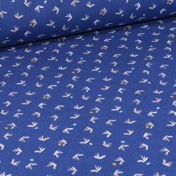 Tissu Toile de Coton Tista sur fond Bleu roi - Par 10 cm