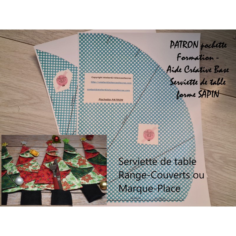 Pochette Aide Créative base : KIT PATRON Serviette de Table Sapin