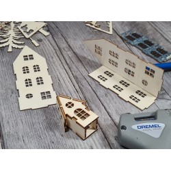 Miniature figurines bois prédécoupé forêt maison cerf