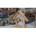 Mangeoire en bois Naturel pour oiseaux à suspendre 18cm, 1p