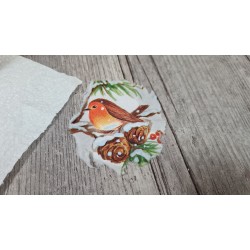 Serviette en papier motifs Oiseaux Rouge Gorge & Houx  33x33cm