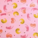 Tissu Coton LittleBird Chats colorés mini étoiles fond Rose p/10cm