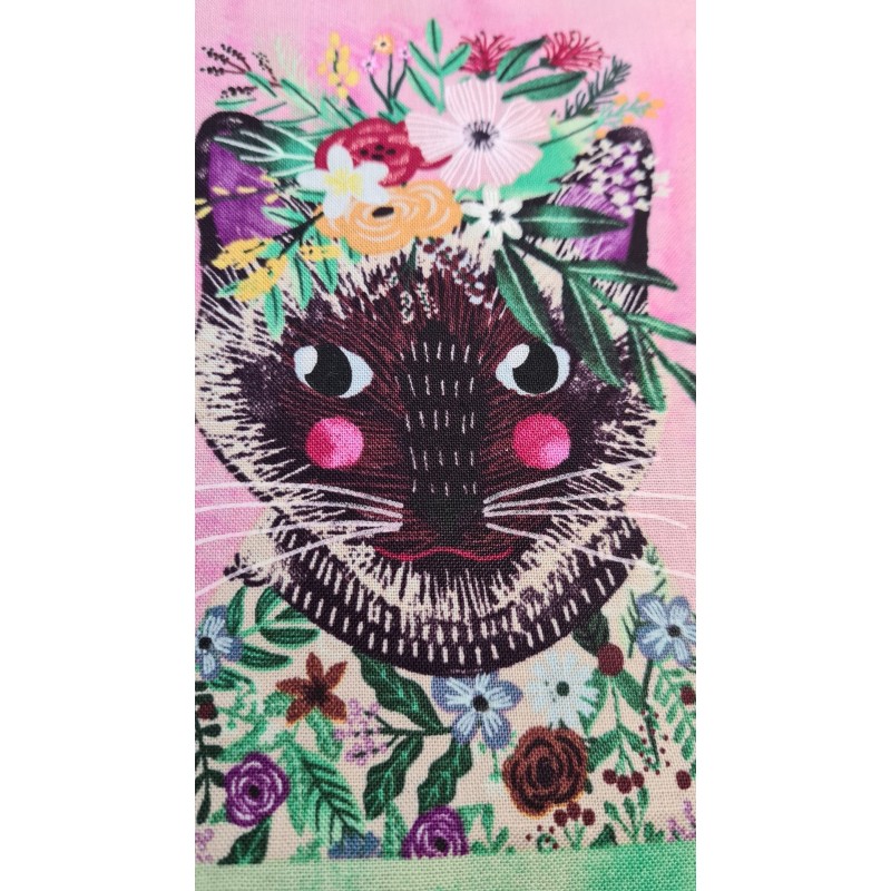 Tissu portrait 1 de chats famille Floral pets de Mia Charro 11X16 cm