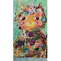 Tissu portrait N°2 de chat famille Floral pets de Mia Charro 11X16cm