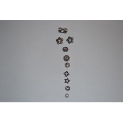Perles Métal argenté diverses formes  (sachet : 10 pièces)