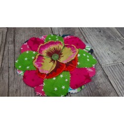 Tissu coton fleurs géométriques rose vif turquoise 1,45m x 1 m