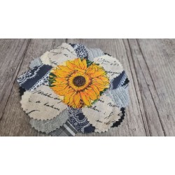 Tissu coton fleurs géométriques rose vif turquoise 1,45m x 1 m