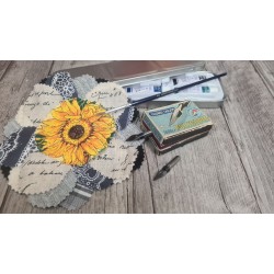 Coupon Tissu 100 % coton imprimé Shabby,  bleu, 40 x 50 cm