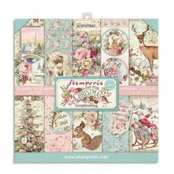 Bloc Papier Scrap christmas Pink Set STAMPERIA 15X15cm 10pg 2faces