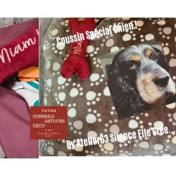 Tissu coton chiens noirs s/fond écru, Robert Kaufman, par 10 cm