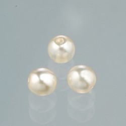 Perles rondes Luster en verre cirée effet nacré blanc Neige poudré 8 mm (Boîte : 20 pièces)