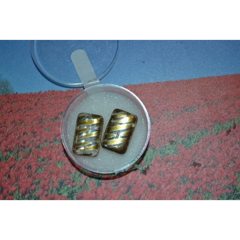 Perles  en verre vitrail rectangle  Effet doré plates 15 mm (sachet : 2 pièces)