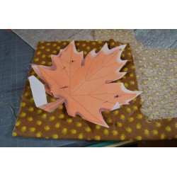 Coupon tissu Polyester tendance jaune et gris feuilles 45 X 50 CM