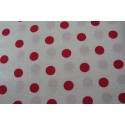 Coupon tissu 100 % coton pois couleur rouge sur fond blanc 50 cm x 50 cm