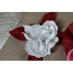 Feutrine imprimée Rose  & Pois blancs  (vendue à l'unité)