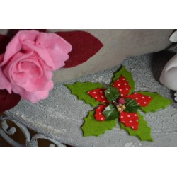 Feutrine imprimée Rouge  & Pois blancs  (vendue à l'unité)