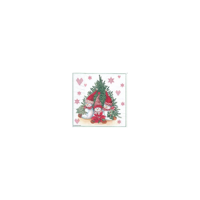 z Serviette en papier motifs  Lutins de Noël  (vendue à l'unité)