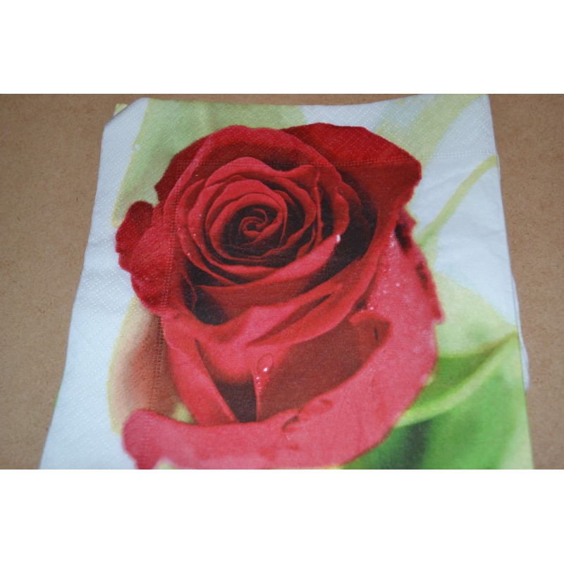 Serviette en papier "Rose rouge" (vendue à l'unité)