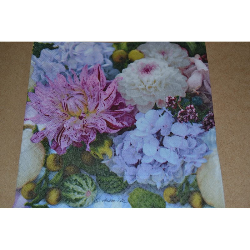 Serviette en papier Collection Fleurs "Dahlia" (vendue à l'unité)