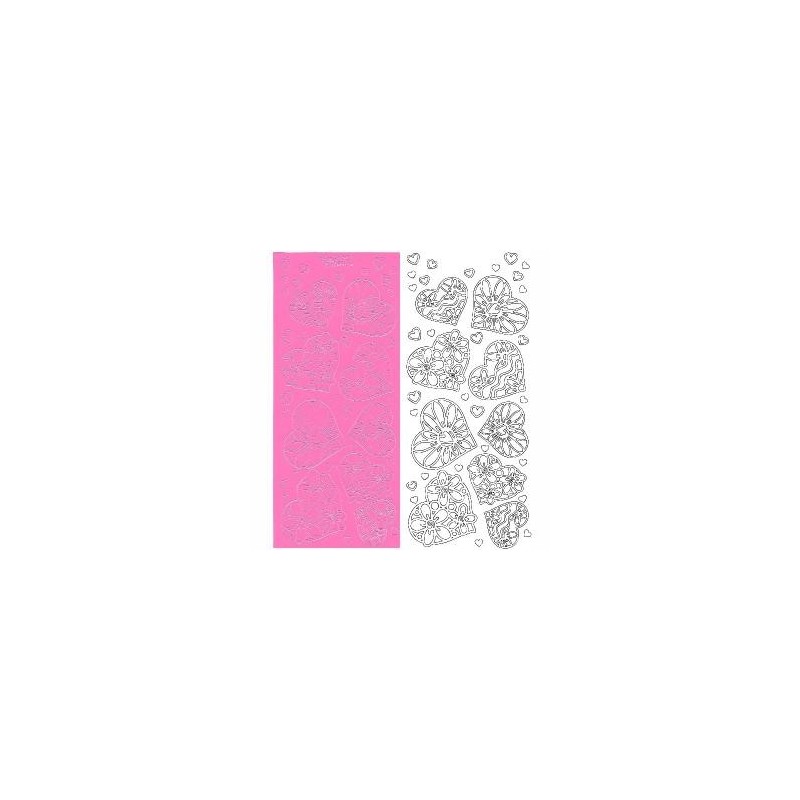 Planche stickers Peel off  Coeurs élancés Roses pour Carterie, Embellissements, & Manucure